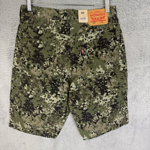 Levis 469 Shorts Mens 29 Green Camo Cotton Flat Front Jorts Causal Skater NWT - Picture 5 of 8